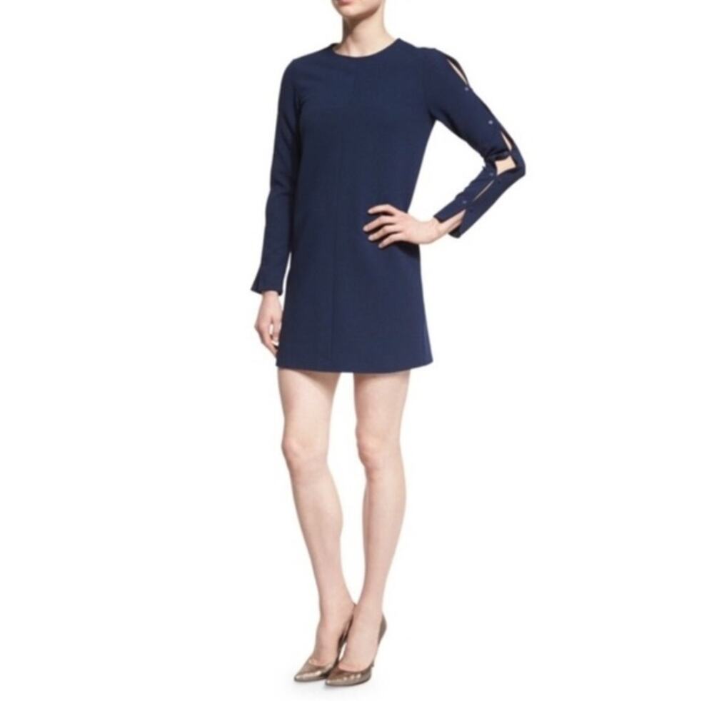 Tibi 12 Button Sleeve Crepe Shift Dress